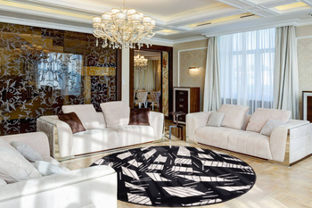 Dywan wełniany do salonu KAI Biały Koło ISFAHAN