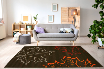 Dywan nowoczesny do salonu LIŚCIE KLONU Ciemny Brąz ALFA