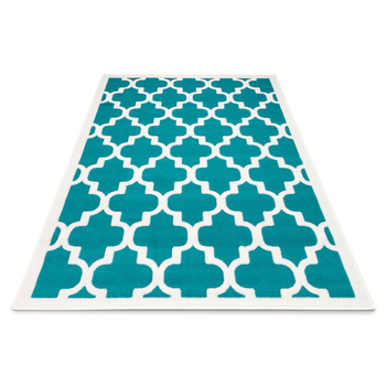 Dywan do salonu CASABLANCA Turkusowo Biała ALFA