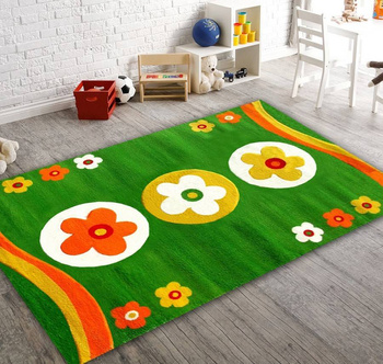 Dywan do pokoju dziecięcego KWIATKI Zielony 6912 BAMBI