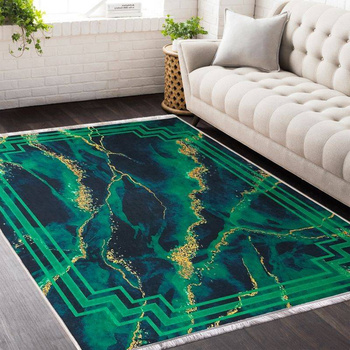 Dywan antypoślizgowy do salonu MINERAŁ Zielony 118S HORECA NEW