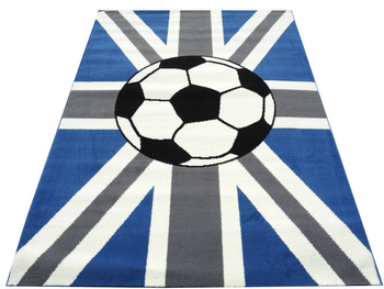 Dywan młodzieżowy UNION JACK FOOTBALL Piłka Szary Niebieski CITY