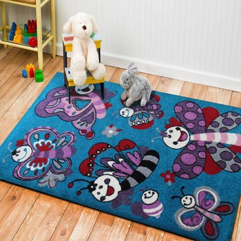 Dywan dziecięcy MOTYLKI HAPPY Turkusowy 03s BELLA KIDS