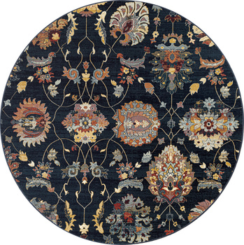 Dywan wełniany do salonu Dywilan LATICA Navy Ciemno niebieski Koło OMEGA