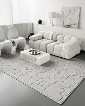 Dywan wełniany do salonu Agnella DUNES Jasny Szary MORPHIC