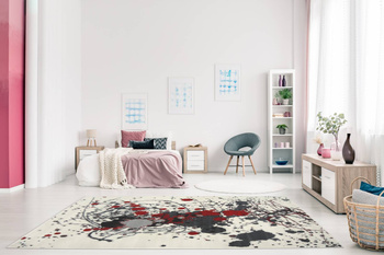 Dywan do salonu SZTUKA NOWOCZESNA Kremowo Czerwony ALFA