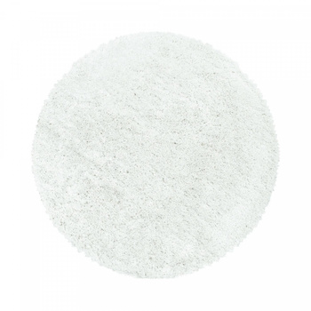 Dywan nowoczesny do salonu, sypialni Shaggy Biały Koło FLAFI