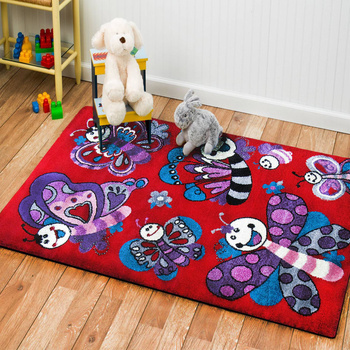 Dywan dziecięcy MOTYLKI HAPPY Czerwony 03s BELLA KIDS