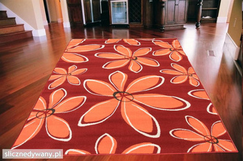 Dywan nowoczesny Bloom Bordo Pomarańcz ALFA