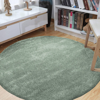 Dywan do salonu Shaggy Jednokolorowy Zielony Miętowy Koło COSI BALTA