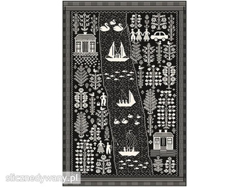 Dywan wełniany do salonu Agnella ECHO Czarny FOLK