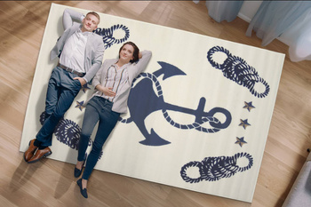 Dywan młodzieżowy do salonu KOTWICA Krem ALFA