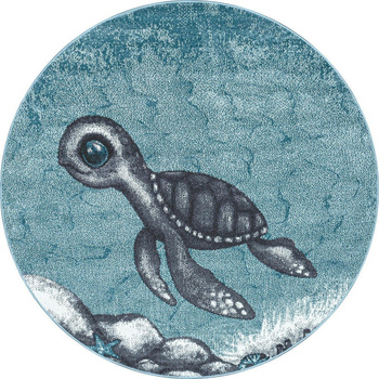 Dywan dla dzieci ŻÓŁWIKOWY ŚWIAT Szaro-Turkusowy Koło BAMBINO