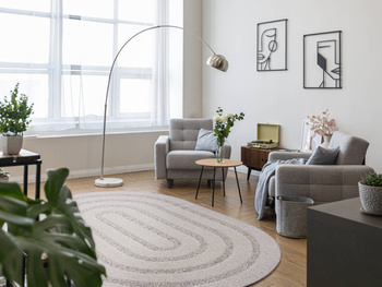 Dywan wełniany do salonu Agnella OBLOS Jasny Szary Owal NOBLE