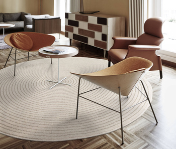 Dywan wełniany do salonu RUTI Jasny Beż Koło NOBLE