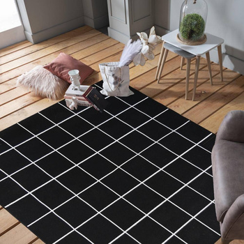 Dywan sznurkowy dwustronny KRATKA Czarno-Kremowa 01 ARTE