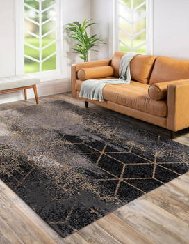 Dywan wełniany do salonu Agnella MASTEL Black Czarny TEMPO