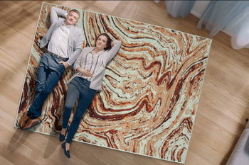 Dywan nowoczesny do salonu MAZI Bordowo Beżowy ALFA