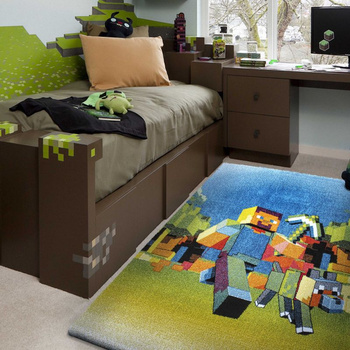 Dywan dla dzieci dziecięcy ROBOT MINECRAFT Zielony 105 BELLA Kids
