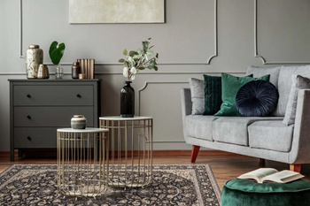 Dywan wełniany do salonu DAMORE Granatowy DIAMOND