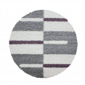 Dywan nowoczesny do salonu i sypialni Shaggy Szaro Fioletowy Koło TWIX
