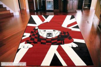 Dywan młodzieżowy UNION JACK BULLDOG Czarno Czerwony CITY