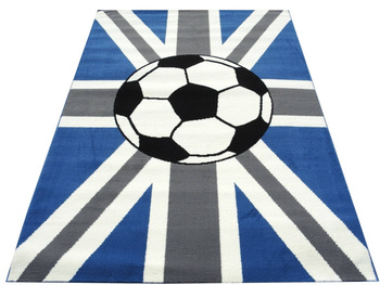 Dywan młodzieżowy UNION JACK FOOTBALL Piłka Szary Niebieski CITY